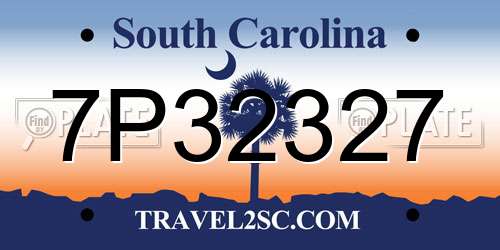 7P32327 South Carolina License Plate