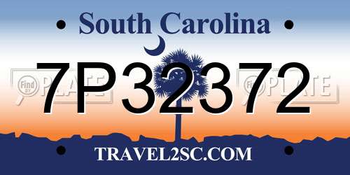 7P32372 South Carolina License Plate