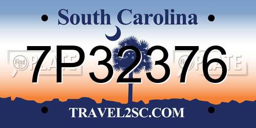 7P32376 South Carolina License Plate