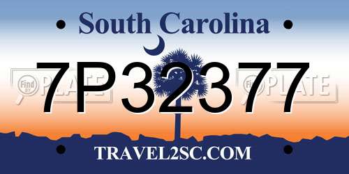7P32377 South Carolina License Plate