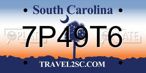 7P49T6 South Carolina License Plate