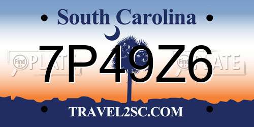 7P49Z6 South Carolina License Plate