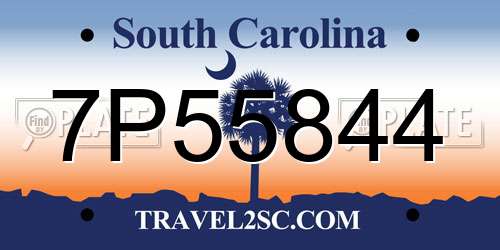 7P55844 South Carolina License Plate