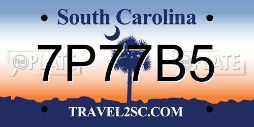 7P77B5 South Carolina License Plate