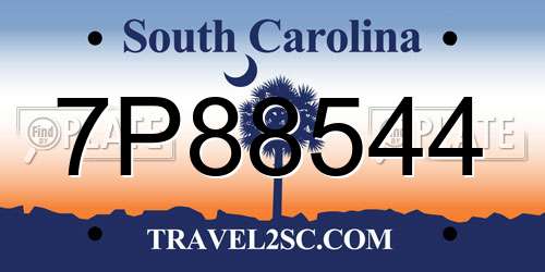 7P88544 South Carolina License Plate
