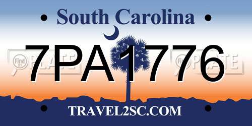 7PA1776 South Carolina License Plate