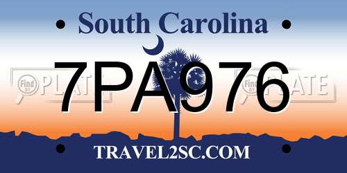 7PA976 South Carolina License Plate