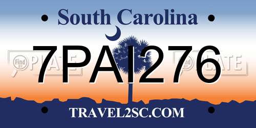 7PAI276 South Carolina License Plate