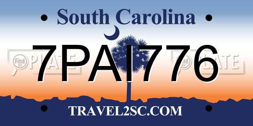 7PAI776 South Carolina License Plate