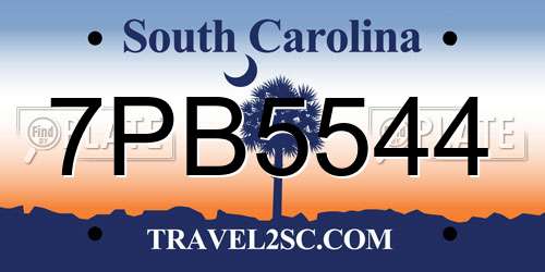 7PB5544 South Carolina License Plate