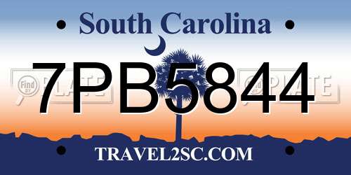 7PB5844 South Carolina License Plate