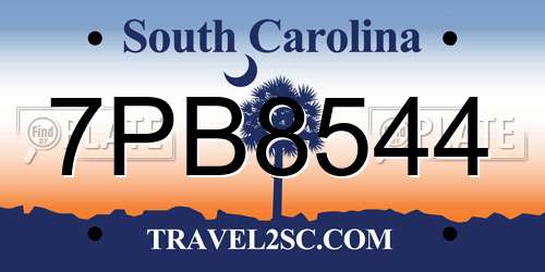 7PB8544 South Carolina License Plate