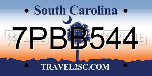 7PBB544 South Carolina License Plate