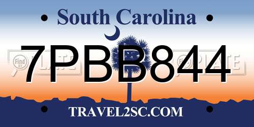 7PBB844 South Carolina License Plate