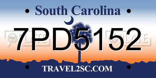 7PD5152 South Carolina License Plate