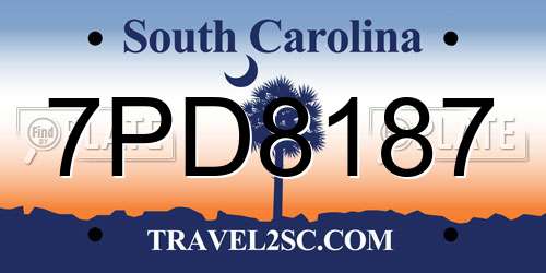 7PD8187 South Carolina License Plate