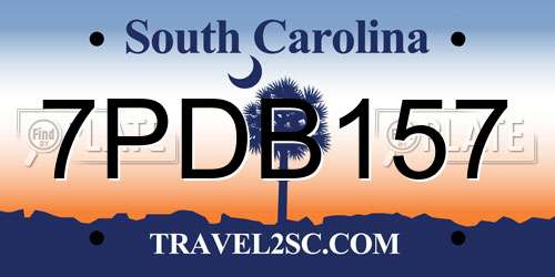 7PDB157 South Carolina License Plate