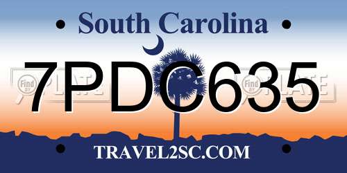 7PDC635 South Carolina License Plate