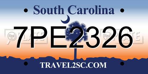 7PE2326 South Carolina License Plate