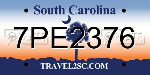 7PE2376 South Carolina License Plate