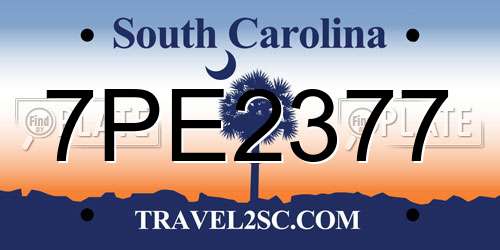 7PE2377 South Carolina License Plate