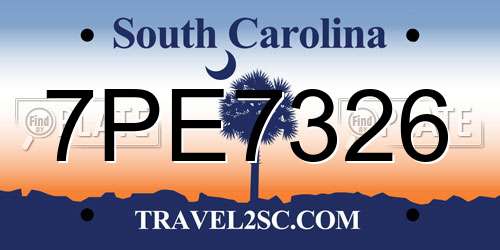 7PE7326 South Carolina License Plate