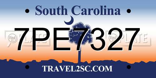 7PE7327 South Carolina License Plate