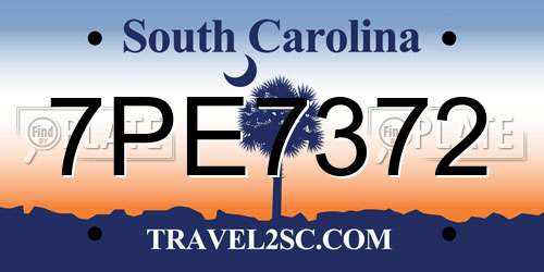 7PE7372 South Carolina License Plate