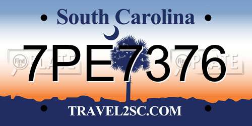 7PE7376 South Carolina License Plate