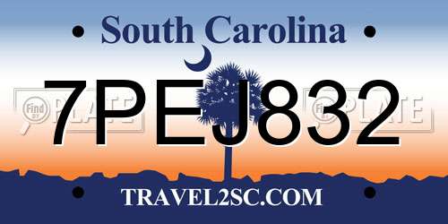 7PEJ832 South Carolina License Plate