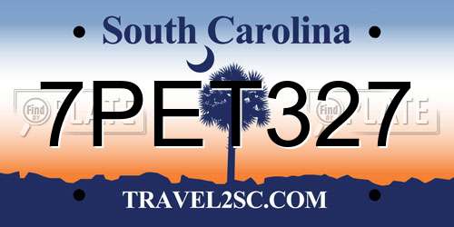7PET327 South Carolina License Plate