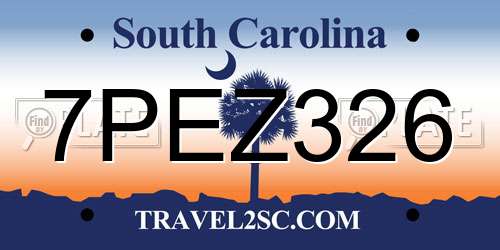 7PEZ326 South Carolina License Plate