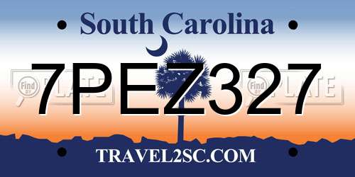 7PEZ327 South Carolina License Plate
