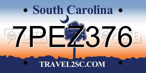 7PEZ376 South Carolina License Plate