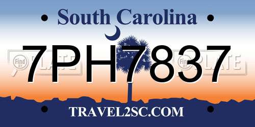 7PH7837 South Carolina License Plate