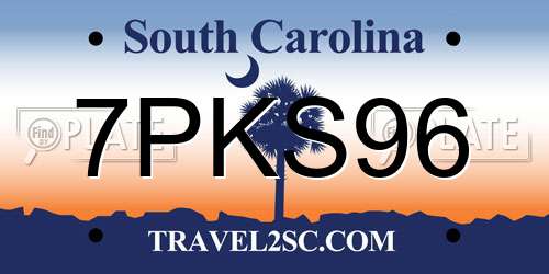 7PKS96 South Carolina License Plate