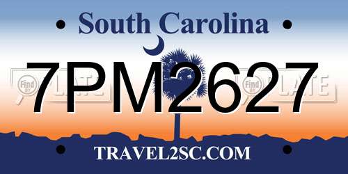 7PM2627 South Carolina License Plate