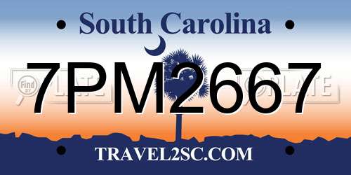 7PM2667 South Carolina License Plate