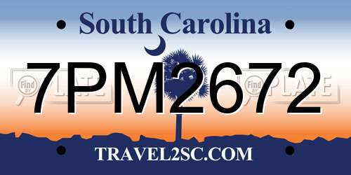 7PM2672 South Carolina License Plate