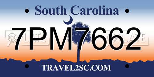 7PM7662 South Carolina License Plate