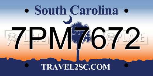 7PM7672 South Carolina License Plate