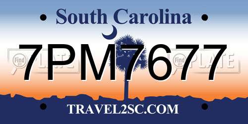 7PM7677 South Carolina License Plate