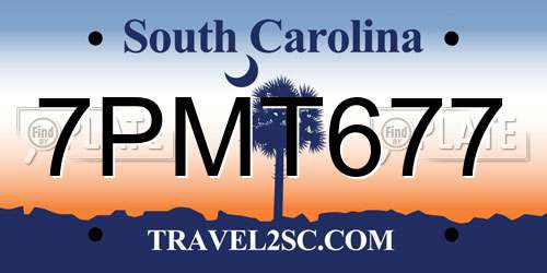 7PMT677 South Carolina License Plate