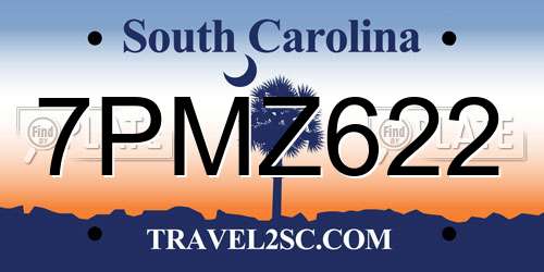 7PMZ622 South Carolina License Plate