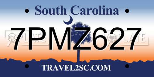 7PMZ627 South Carolina License Plate