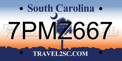 7PMZ667 South Carolina License Plate