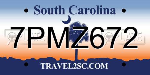 7PMZ672 South Carolina License Plate