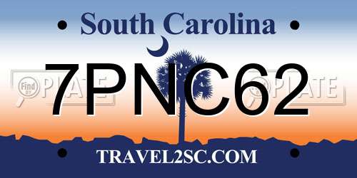 7PNC62 South Carolina License Plate