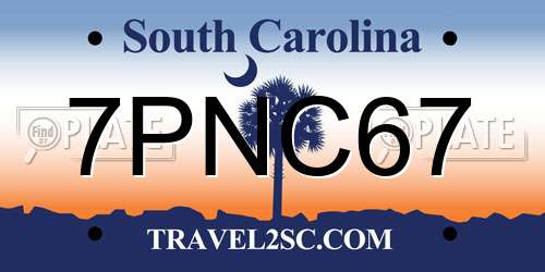 7PNC67 South Carolina License Plate