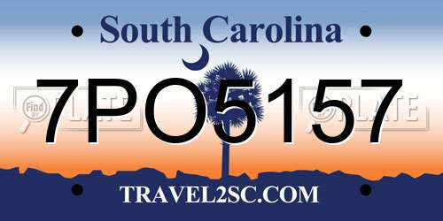 7PO5157 South Carolina License Plate